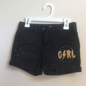Black Jean Shorts with print